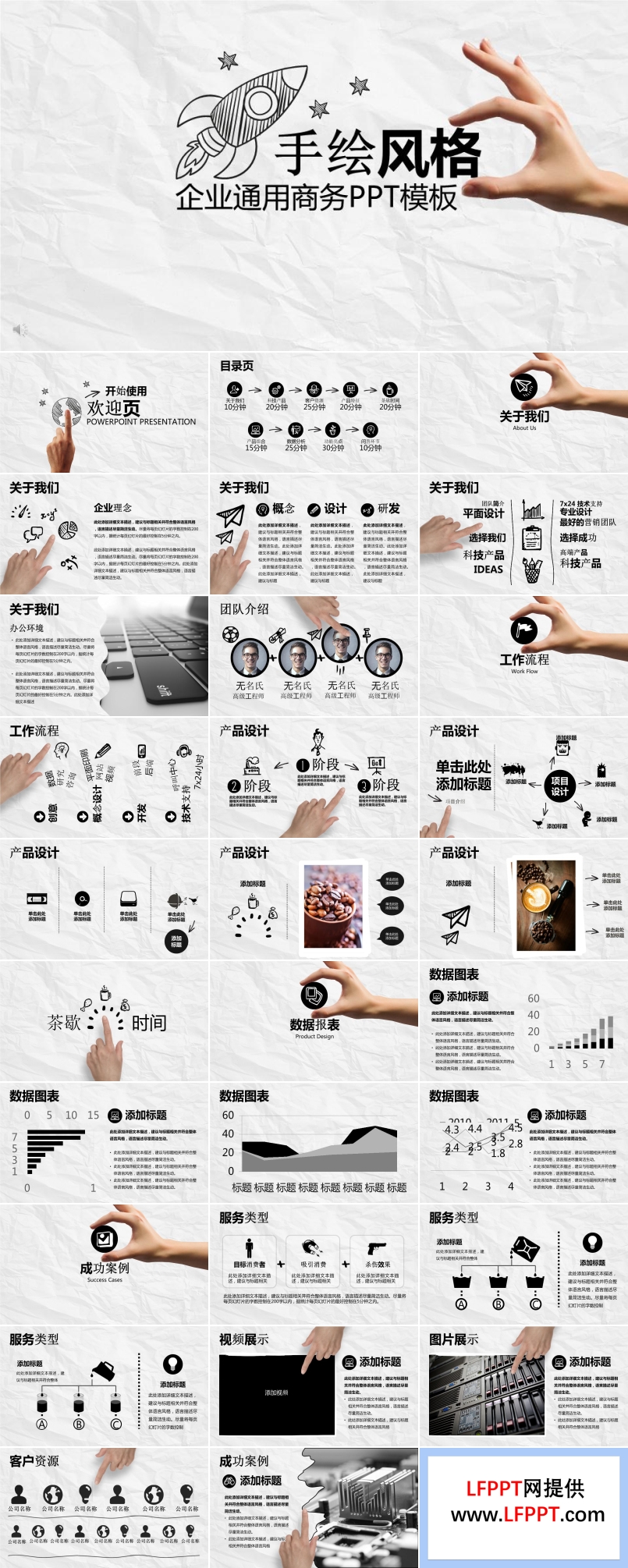 手繪風(fēng)格手勢動畫企業(yè)通用商務(wù)總結(jié)匯報PPT模板