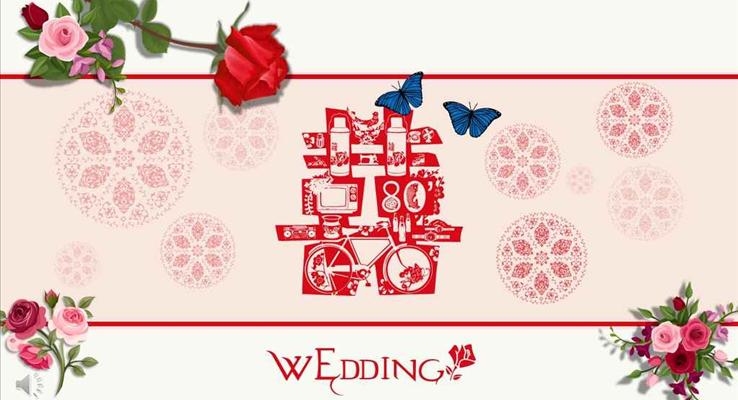 喜慶剪紙浪漫愛情婚禮婚紗相冊(cè)中國(guó)風(fēng)PPT模板