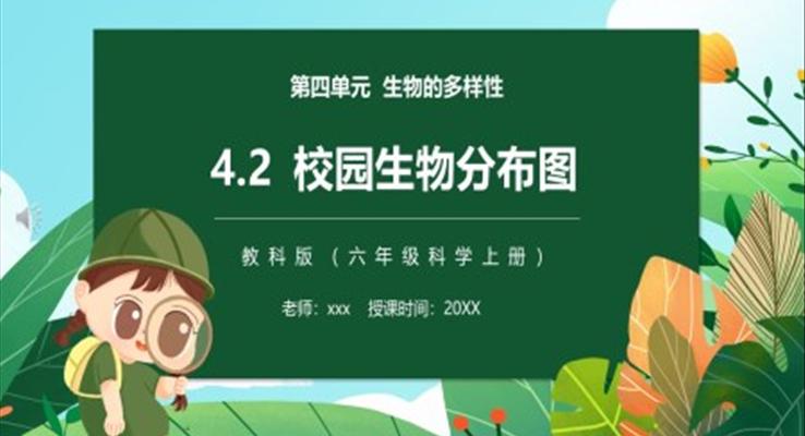 教科版六年級科學上冊校園生物分布圖PPT模板