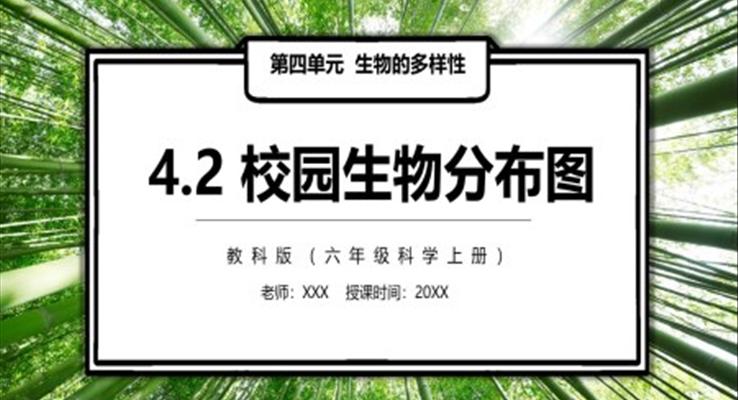 校園生物分布圖PPT課件模板教科版六年級科學(xué)上冊